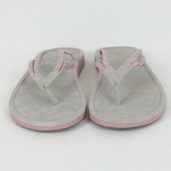 JBU Sport Key West Women's Size 9 Gray & Pink Vegan Leather Flip Flop Sandals - Picture 2 of 11